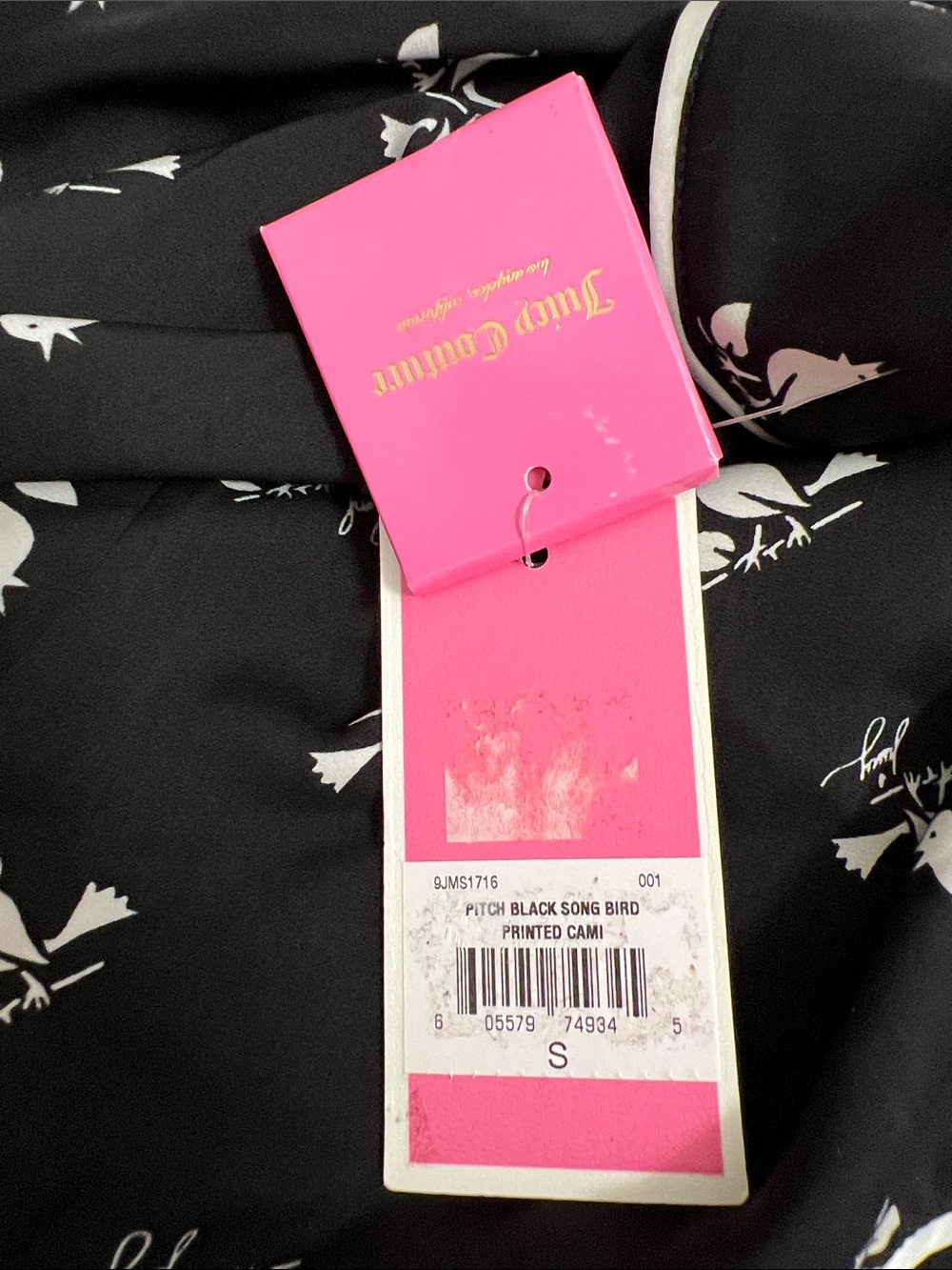 Juicy Couture Bird Print Satin Pajama Set | Cami & Shorts | Size S - Picture 10 of 15